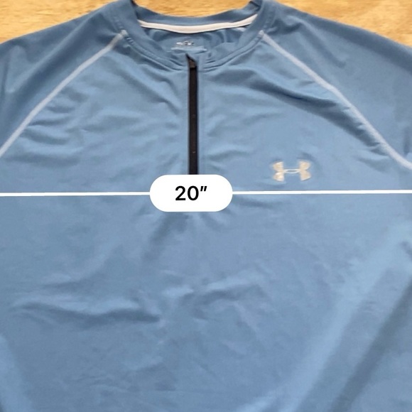 Under Armour Men’s XXL Blue Poly Blend Short Sleeve Quarter Zip Athletic Shirt - Picture 11 of 12